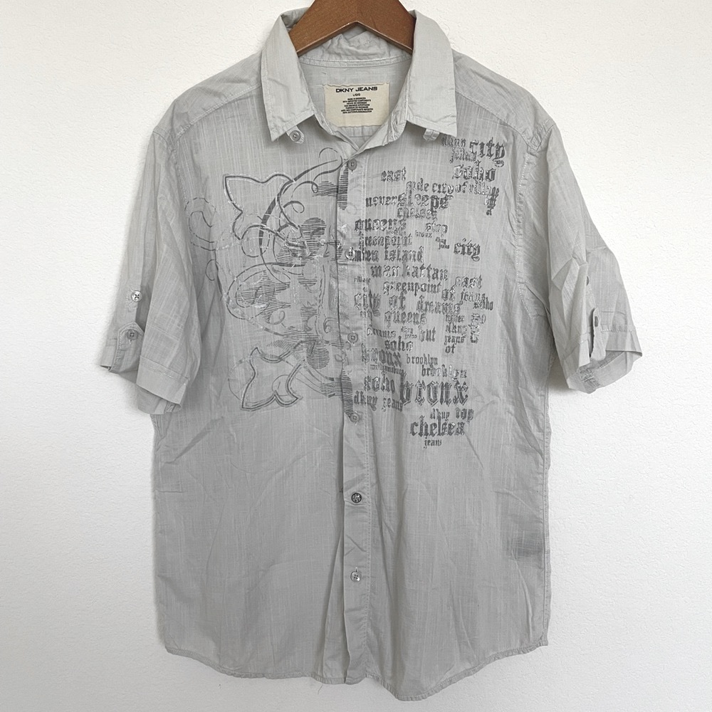 DKNY shirt grey print letters